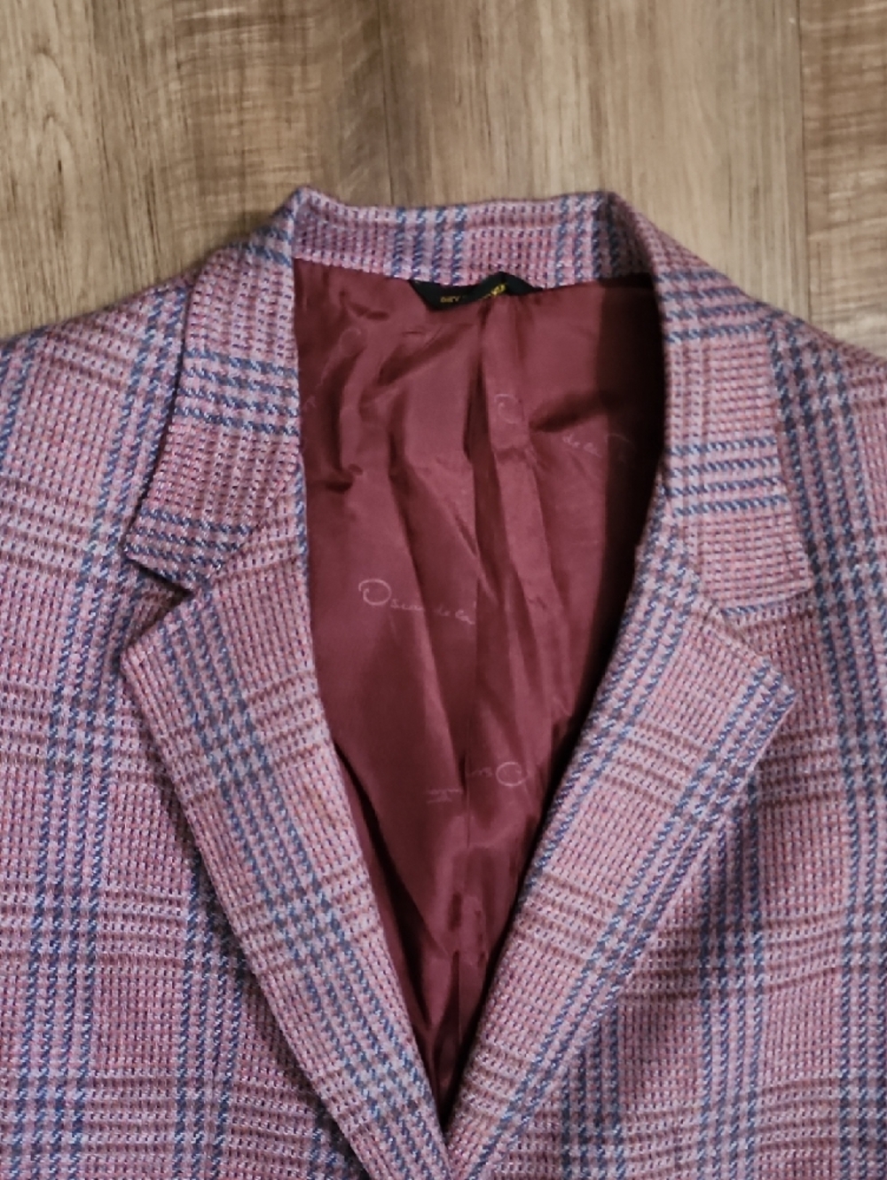 Oscar de la Renta Vintage Plaid Skirt Suit Set Mauve Wool Blend 2PC - Picture 4 of 16